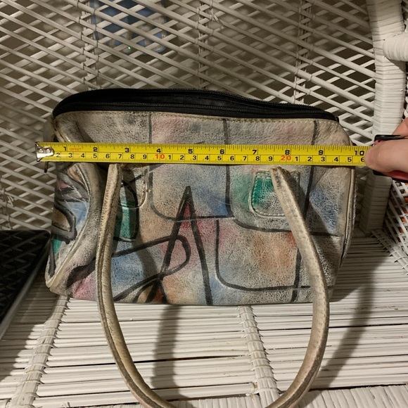 Vintage 80s hand painted Botany Hand bag satchel - Picture 10 of 10